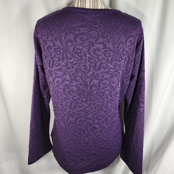 Magellan's Purple Wrap Look w/ Side Ruching Long Sleeve Top Size Medium - Picture 5 of 8